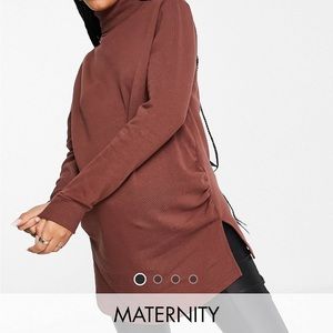 ASOS Threadbare Maternity Sweatshirt Sweater Turtleneck High Neck Brown M/L